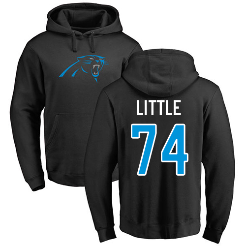 Carolina Panthers Men Black Greg Little Name and Number Logo NFL Football #74 Pullover Hoodie Sweatshirts->carolina panthers->NFL Jersey